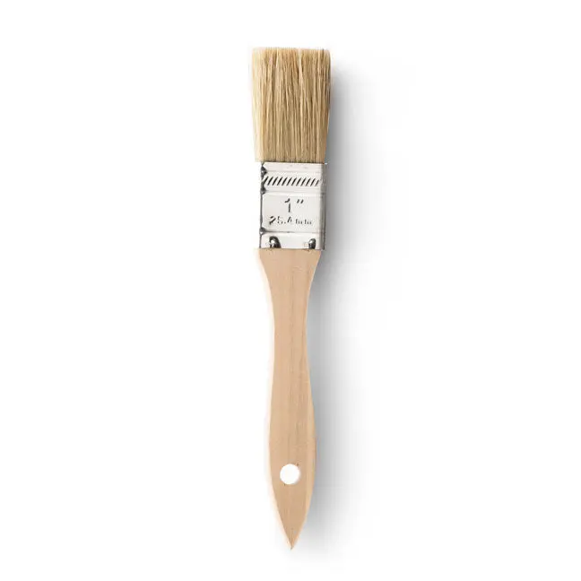 1-Inch Flat Natural Bristle Brush With Ergonomic Wooden Handle 1