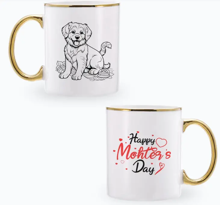 11Oz Gold-Handle Sublimation Mug 1