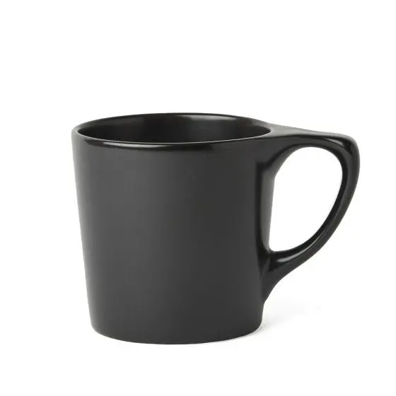 12 Oz Black Linen-Texture Ceramic Coffee Mug 1