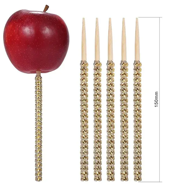 12-Pack Glitter-Embellished Apple-Themed Cake Picks 2