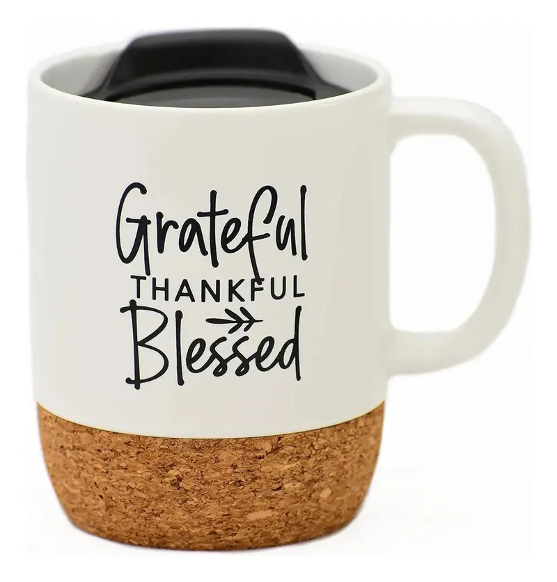 14Oz Lidded Sublimation Mug With Cork Base 1