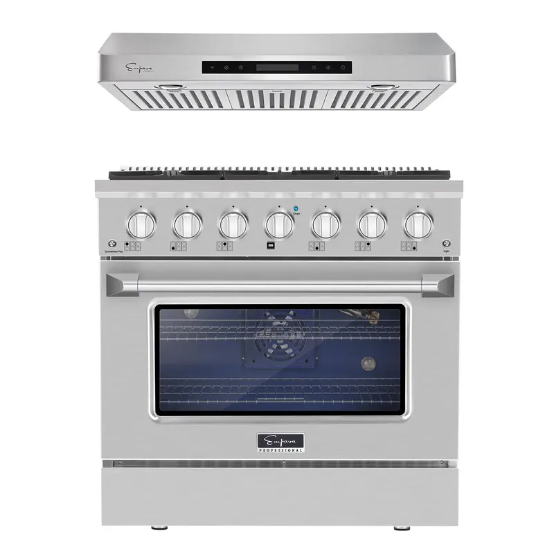 2-Piece Cooking Pair: 36" Gas Range + Matching 36" Range Hood 1