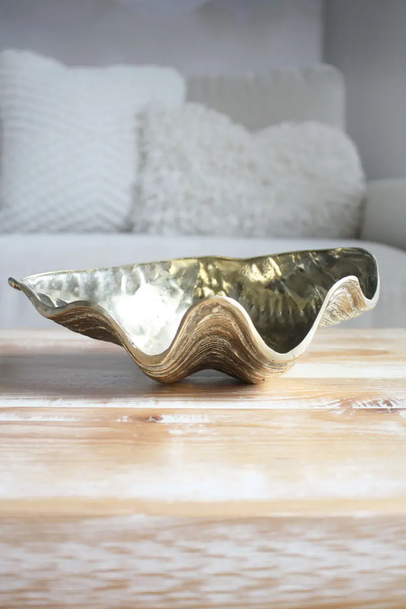 23Cm Polished Brass Clam Shell Wall Accent 1
