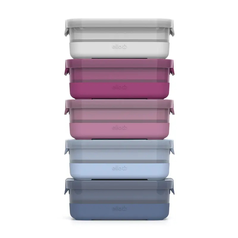 5-Piece Soft-Bottom Plastic Food Storage Containers – 3.7 Cup Capacity Each 1