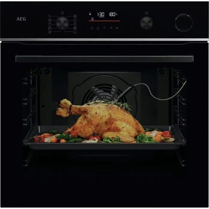 Aeg Tr6Pb521Sb 6000 Series Black Built-In Single Oven – Retractable Dials, Pyrolytic Self-Clean 1