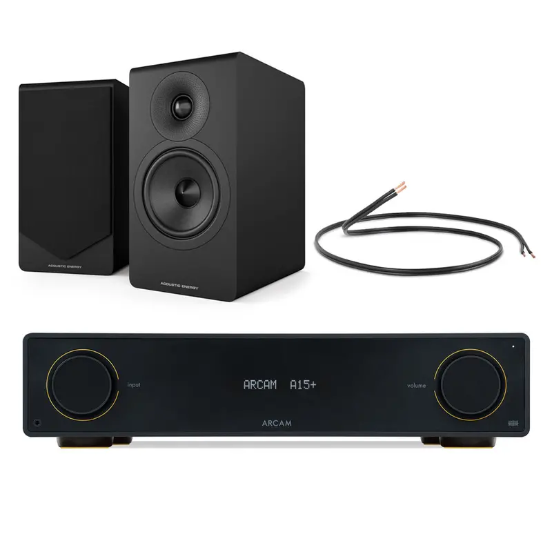 Arcam A15+ Amplifier + Acoustic Energy Ae300 Mkii Bookshelf Speakers (Black) 1
