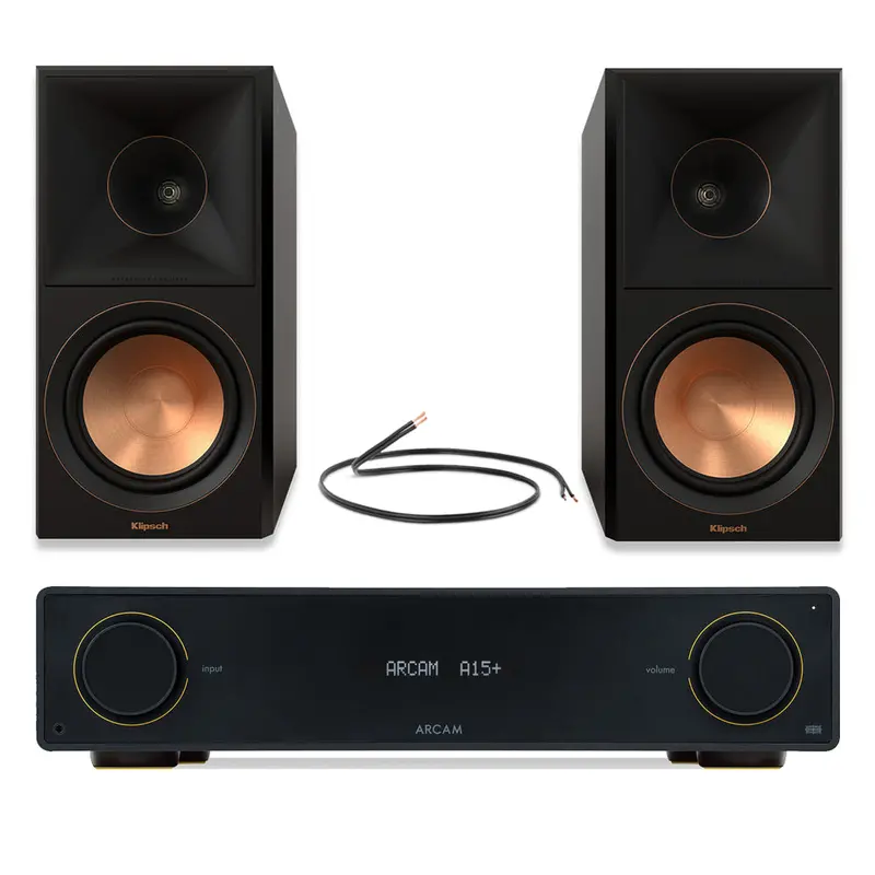 Arcam A15+ Amplifier + Klipsch Rp-600M Ii Bookshelf Speakers (Ebony) 1