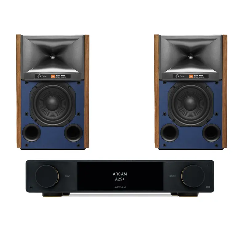 Arcam A25+ Black Integrated Amplifier With Jbl 4309 Walnut Studio Bookshelf Speakers 1