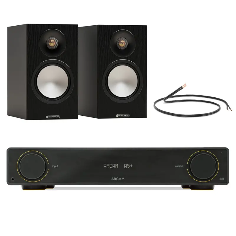 Arcam A5+ Amplifier + Monitor Audio Bronze 50 7G Bookshelf Speakers (Black) 1