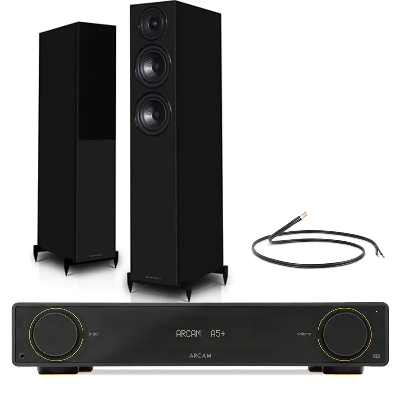 Arcam A5+ Amplifier + Wharfedale Diamond 12.4I Floorstanding Speakers (Black) 1