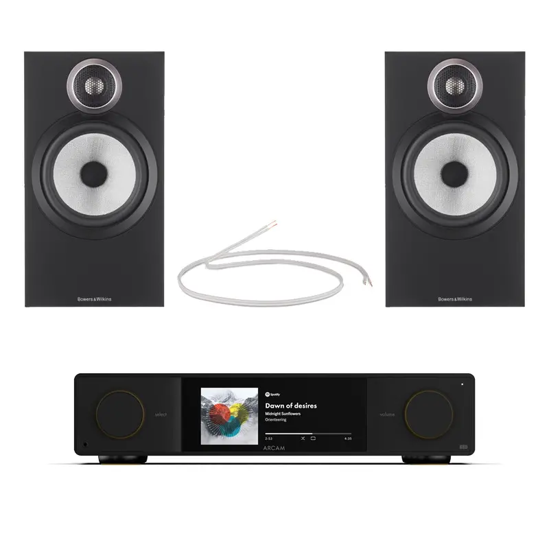 Arcam Radia Sa35 Streaming Amplifier + Bowers & Wilkins 606 S3 Bookshelf Speakers – Black Stereo Kit 1