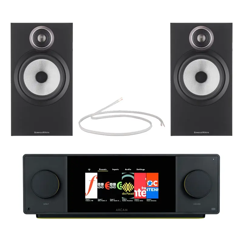 Arcam Radia Sa45 Streaming Amplifier + Bowers & Wilkins 606 S3 Bookshelf Speakers – Black Audio Package 1