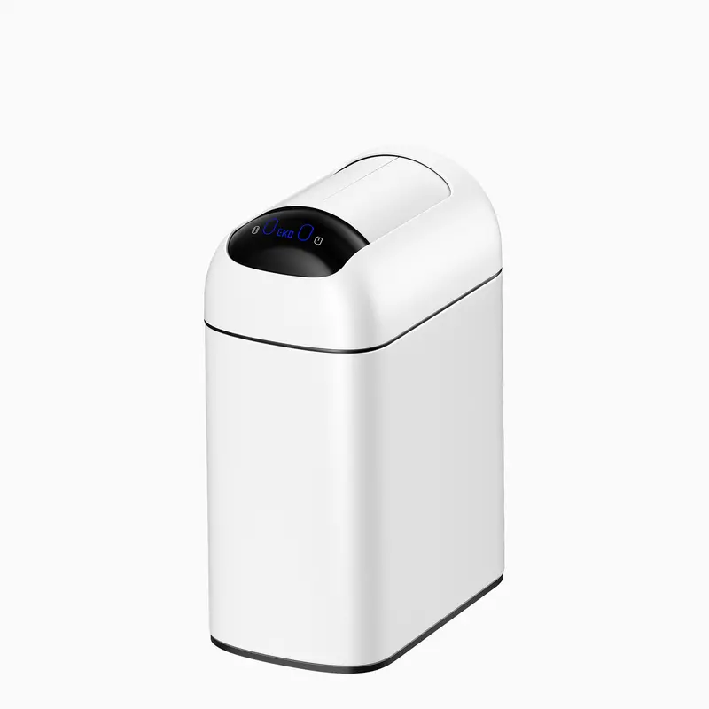 Astro 10-Liter (2.6-Gallon) Slim Touchless Trash Can – Butterfly Lid – Matte White 1
