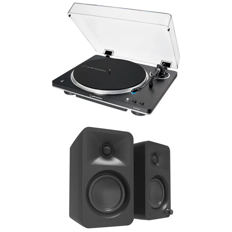 Audio-Technica At-Lp70Xbt Turntable + Kanto Ora Black Speakers Hi-Fi Package – Fully Automatic, Bluetooth 1
