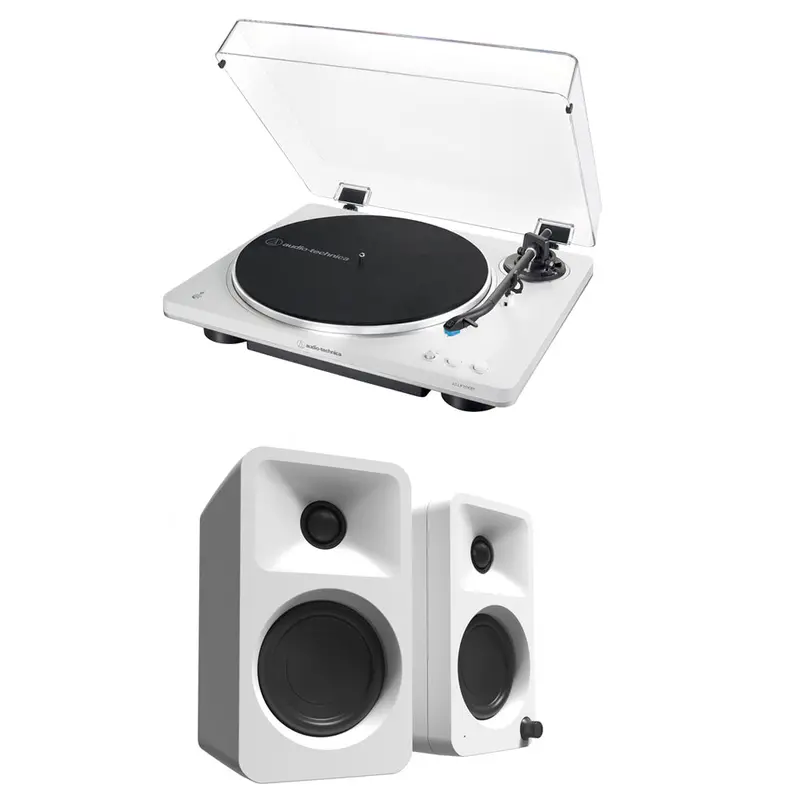 Audio-Technica At-Lp70Xbt Turntable + Kanto Ora White Speakers Hi-Fi Package – Fully Automatic, Bluetooth 1