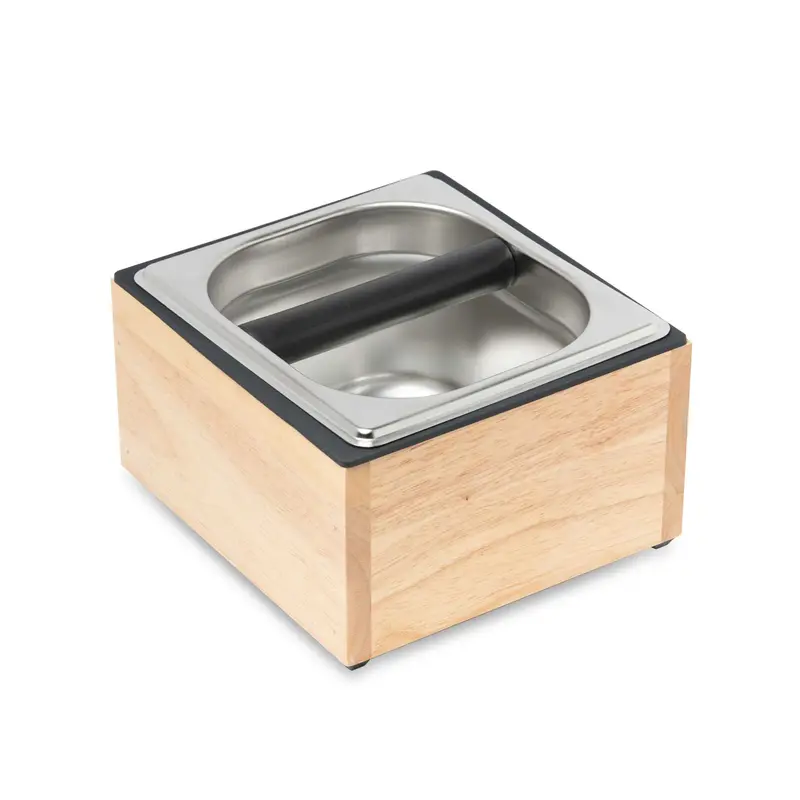Barista Basics Maple Grain Espresso Knockbox – Enclosed Base, 6"×6"×5" 1