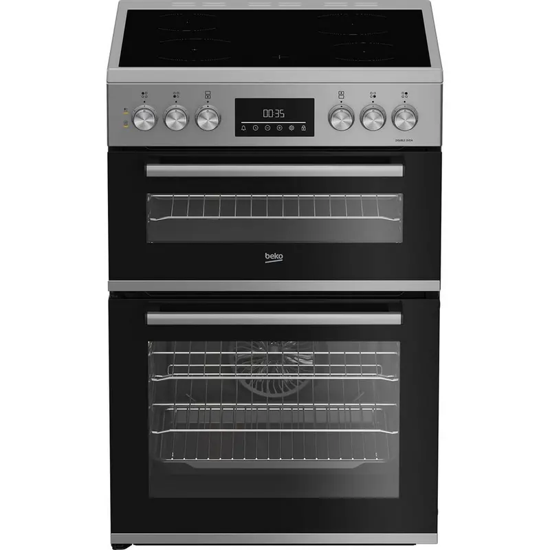 Beko Edc6731S Double Oven Cooker – 60Cm, Vitroceramic Hob, Silver Finish 1