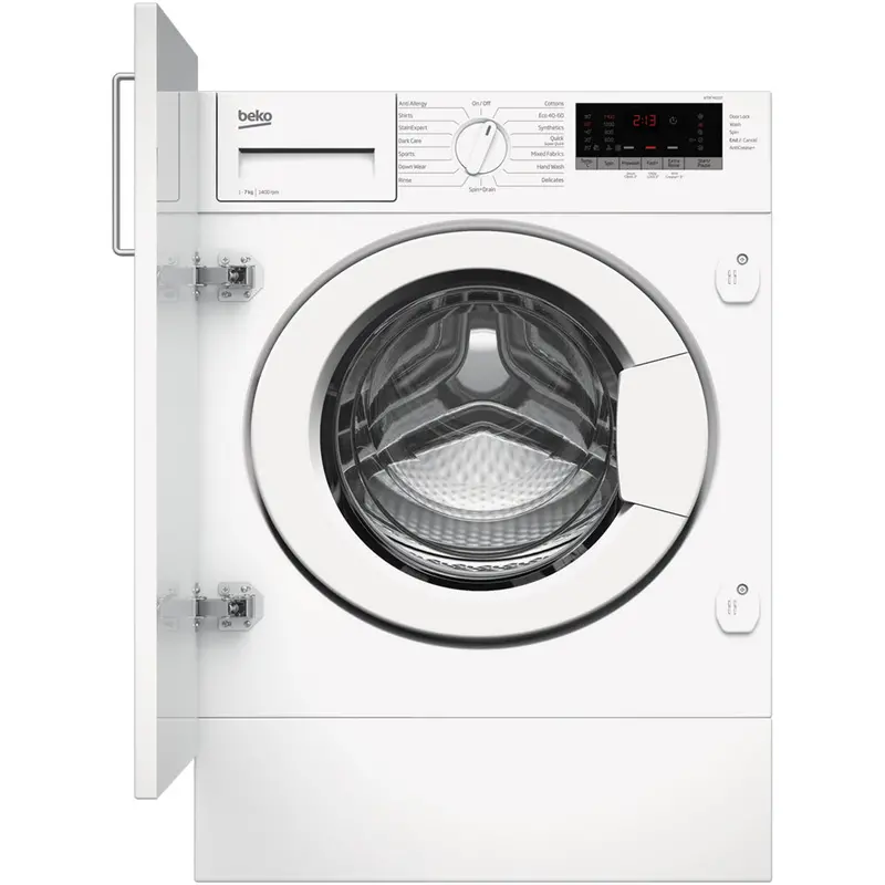 Beko Wtik74151F 7Kg White Integrated Washing Machine With 1400Rpm Spin & Recycledtub™ Technology 1
