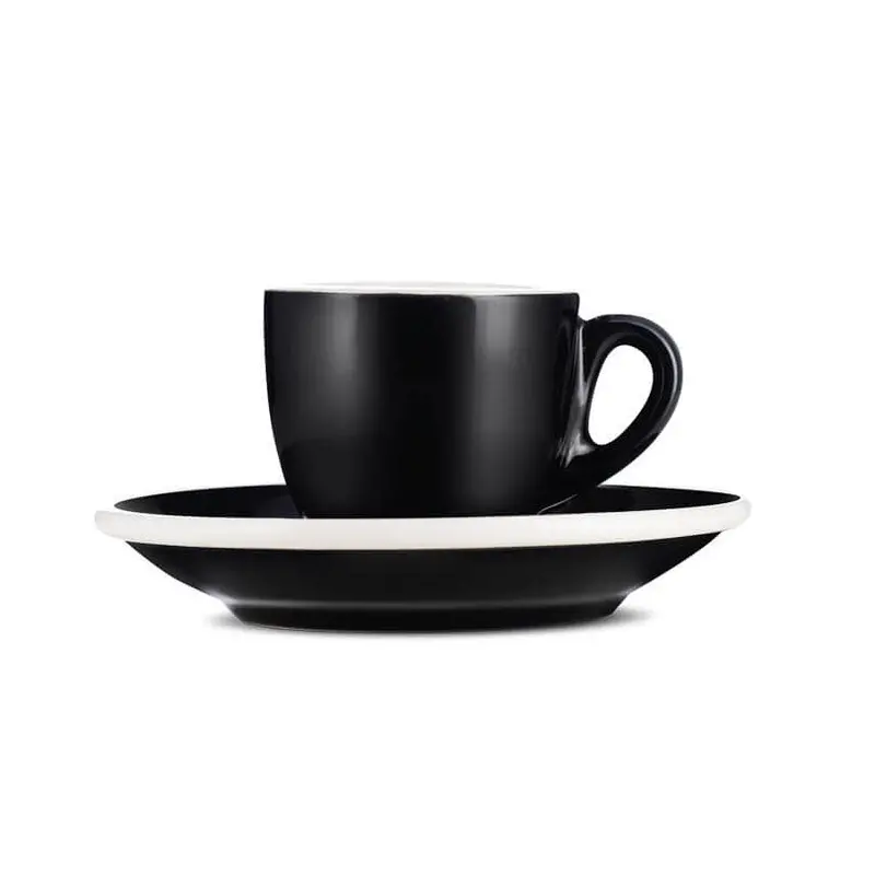 Black Porcelain Espresso Cup And Saucer – 2 Oz (70 Ml) By Espresso Parts 1