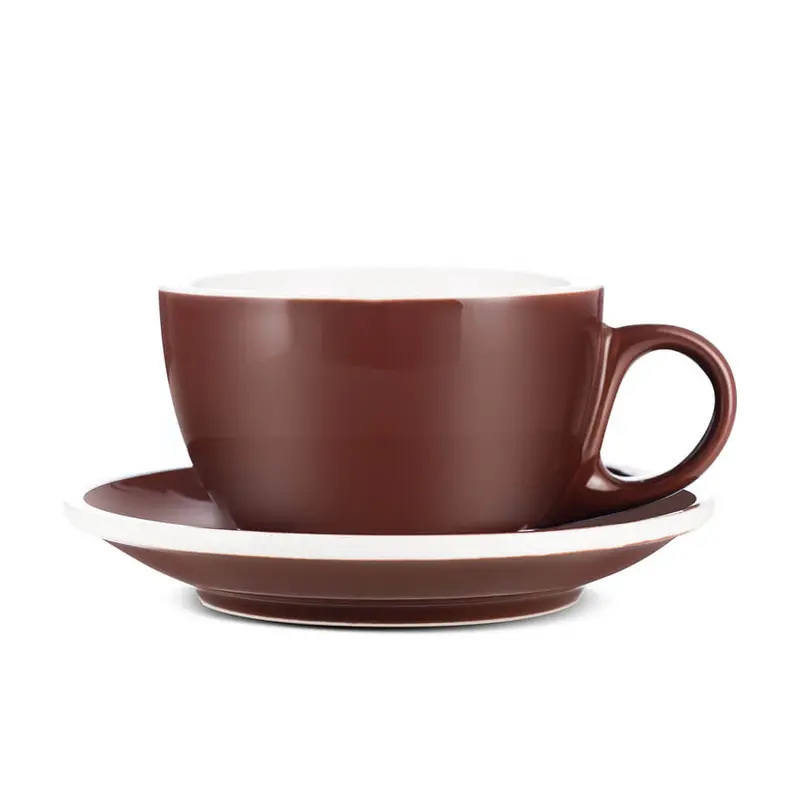 Brown Porcelain Latte Cup And Saucer – 8 Oz (252 Ml) By Espresso Parts 1