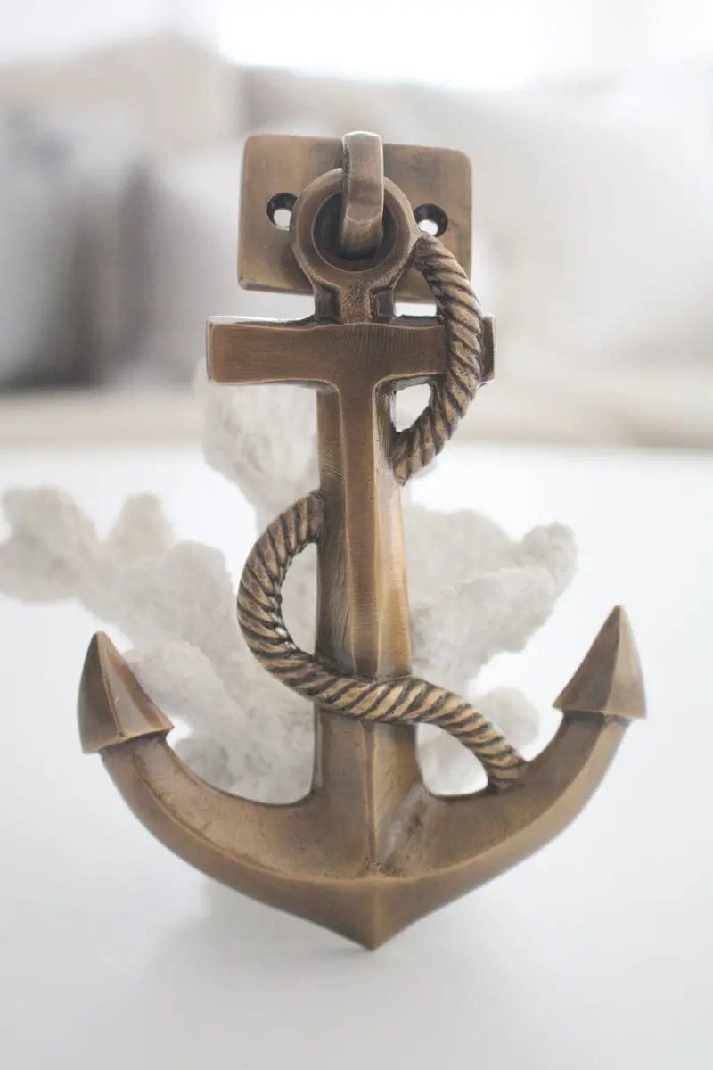 Classic Nautical Anchor Door Knocker In Solid Brass 1