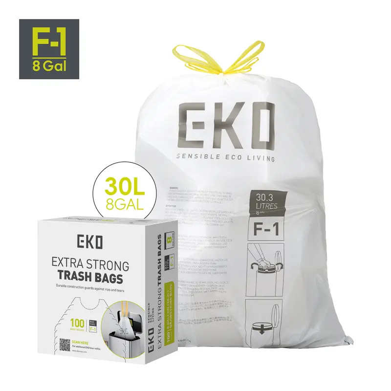 Code F-1 Slim 8-Gallon Trash Bags – 100-Pack (30.3L) 1