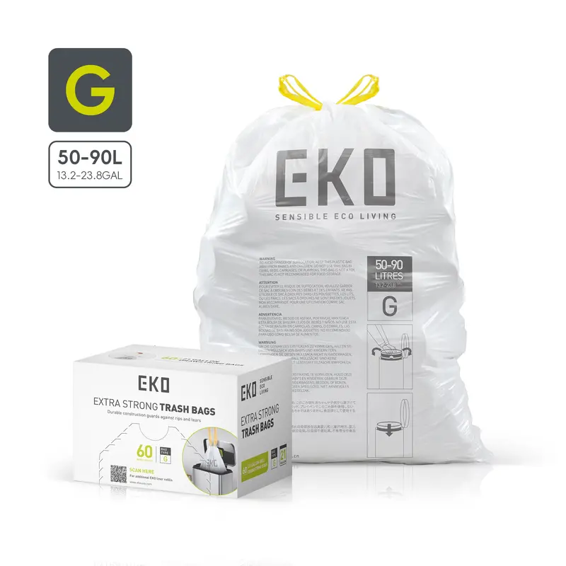 Code G 21-Gallon Roll Trash Bags – 60-Pack (80L Capacity) 1