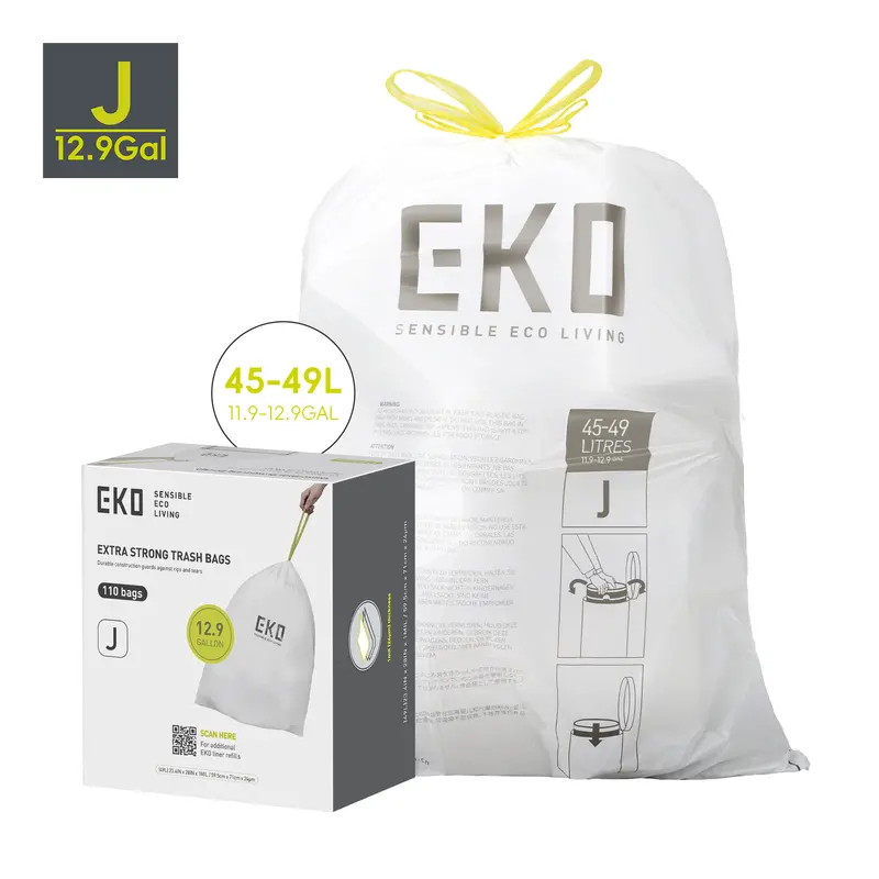 Code J 12.9-Gallon (45–49L) Easy-Dispense Trash Bags – 110-Pack 1