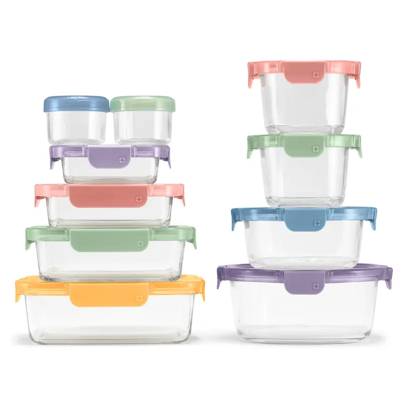 Color Lock Glass 20-Piece Comprehensive Meal Prep Collection 1