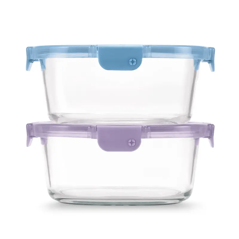 Color Lock Glass 7-Cup Round Storage Bowls – 4-Piece Set 1