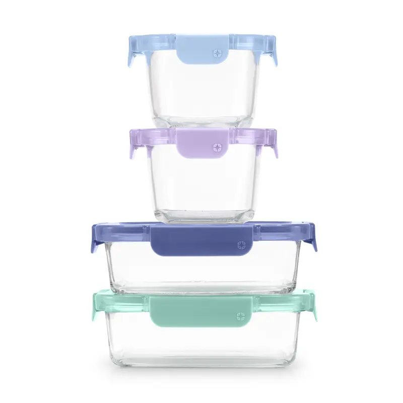 Color Lock Glass 8-Piece Mixed-Sized Meal Prep Set 1