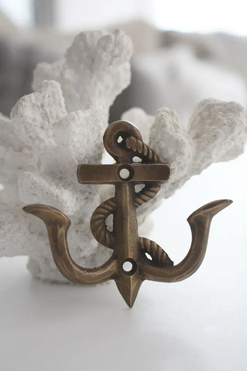 Compact Brass Anchor Wall Hook For Keys Or Towels 1
