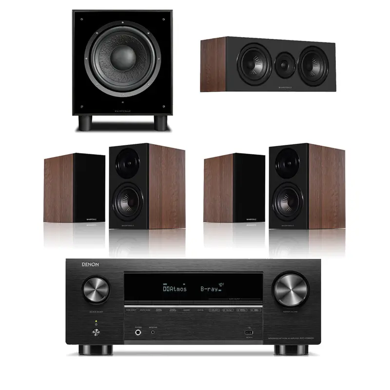 Denon Avc-X3800H 9.4-Channel 8K Av Receiver + Wharfedale Diamond 12.1I Walnut 5.1 Speaker Package 1