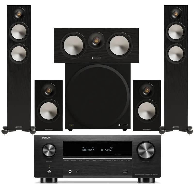 Denon Avc-X3800H 9.4-Channel 8K Av Receiver With Monitor Audio Bronze 300 7G 5.1 Speaker Package 1