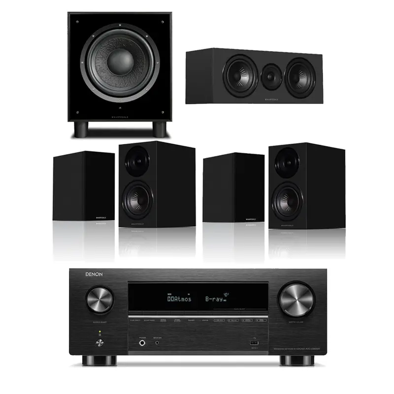 Denon Avc-X3800H 9.4-Channel 8K Av Receiver With Wharfedale Diamond 12.1I Black 5.1 Speaker Set 1