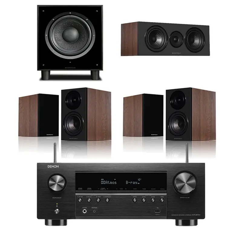 Denon Avrs970H 7.2-Channel 8K Dolby Atmos Av Receiver + Wharfedale Diamond 12.1I Walnut 5.1 Speakers 1