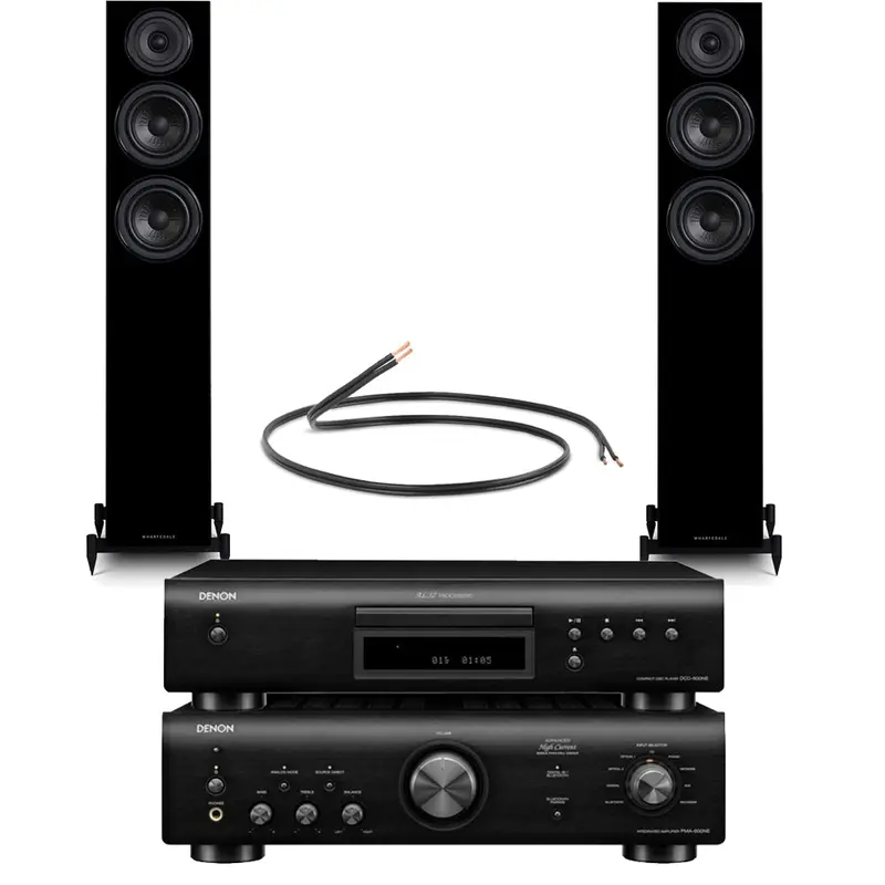 Denon Pma-600Ne Amplifier & Dcd-600Ne Cd Player Paired With Wharfedale Diamond 12.3 Floorstanders – Black Hi-Fi Package 1