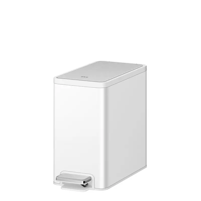 Ecocasa Ii 6L Slim Step Trash Can – Matte White With Built-In Liner 1