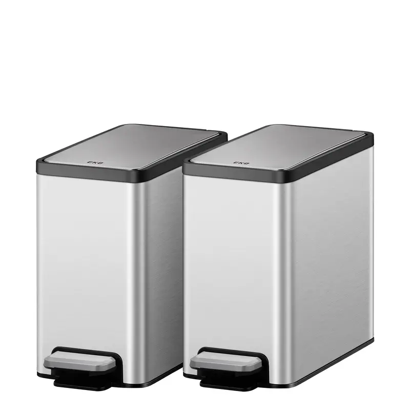 Ecocasa Ii Slim Step Bin Duo – 6L X2 Compact White Pedal Cans (2-Pack) 1