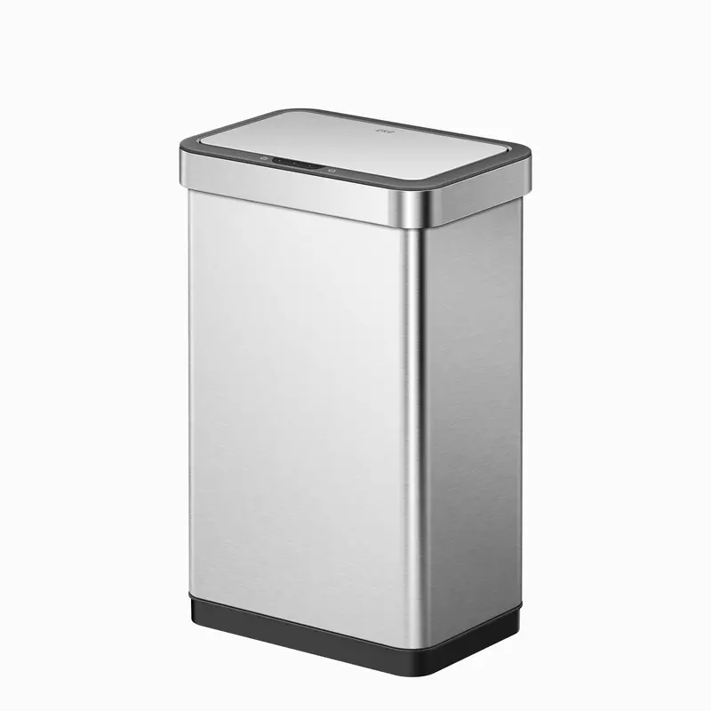 Econova 50-Liter (13-Gallon) Touchless Trash Can – Brushed Stainless Steel 1