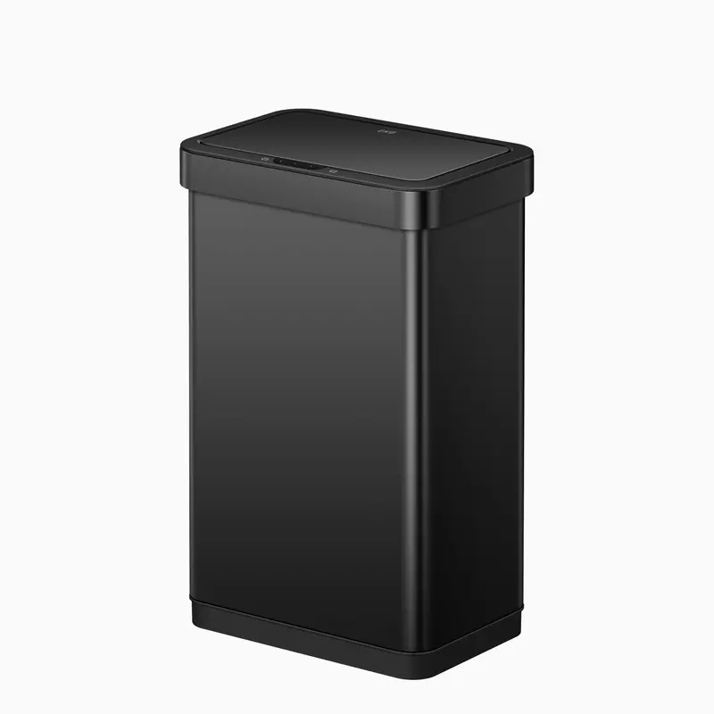 Econova 50-Liter (13-Gallon) Touchless Trash Can – Matte Black Design 1