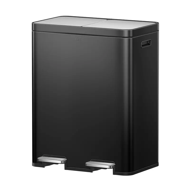 Edison Dual-Compartment Kitchen Trash Can – 8+8 Gallon, Removable Inner Liners, Matte Black 1