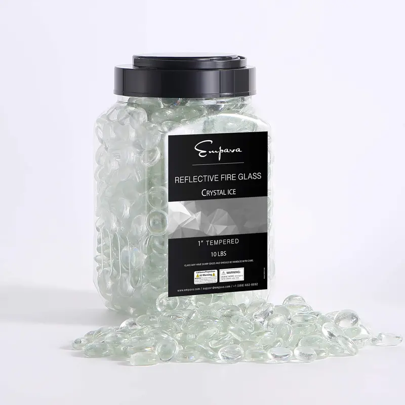 Empava Smooth Fire Glass Beads – Polished Tempered Glass For Modern Fire Features 1