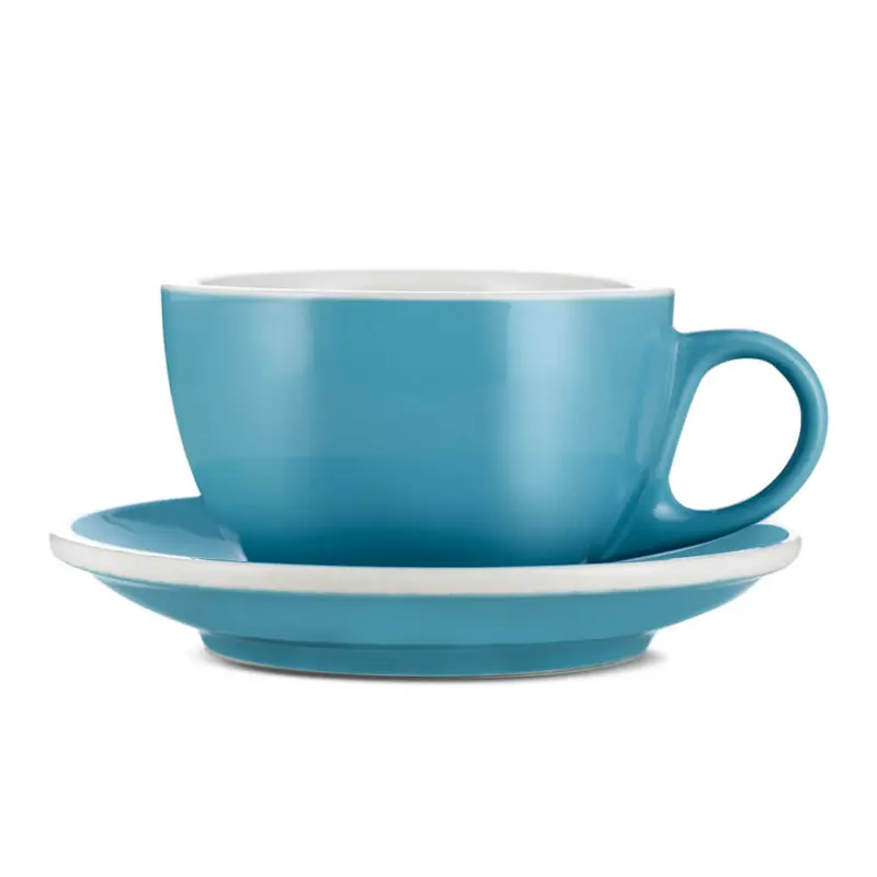 Espresso Parts Blue Porcelain Latte Cup & Saucer Set – 8 Oz (252 Ml) 1