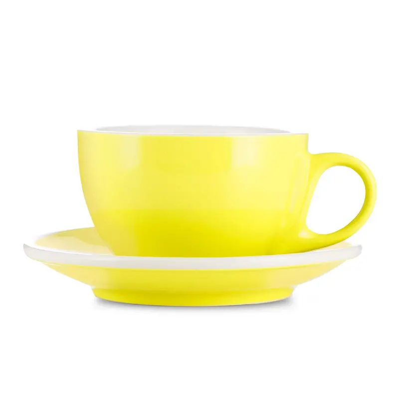 Espresso Parts Porcelain Latte Set – Yellow 12 Oz Cup & Saucer 1