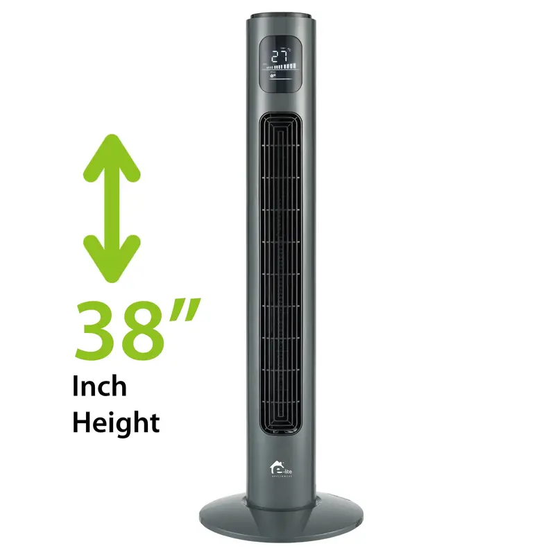 Etf-002 Tower Fan – 38-Inch Black Oscillating Standing Fan With 1-Year Protection 1