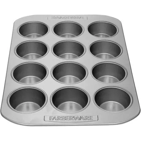 Farberware 12-Cavity Gray Non-Stick Muffin Pan 1