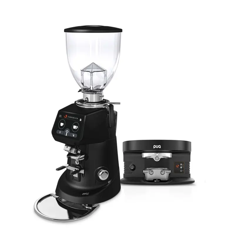 Fiorenzato F64 Evo Pro Sense Grinder + Puqpress M4 Distribution Tool Bundle – All-Black 1