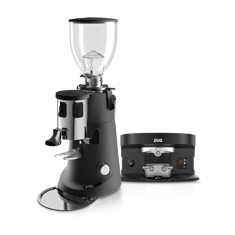 Fiorenzato F71 Ak Pro Grinder + Puqpress M4 Tamping Station Bundle – Black/Black 1