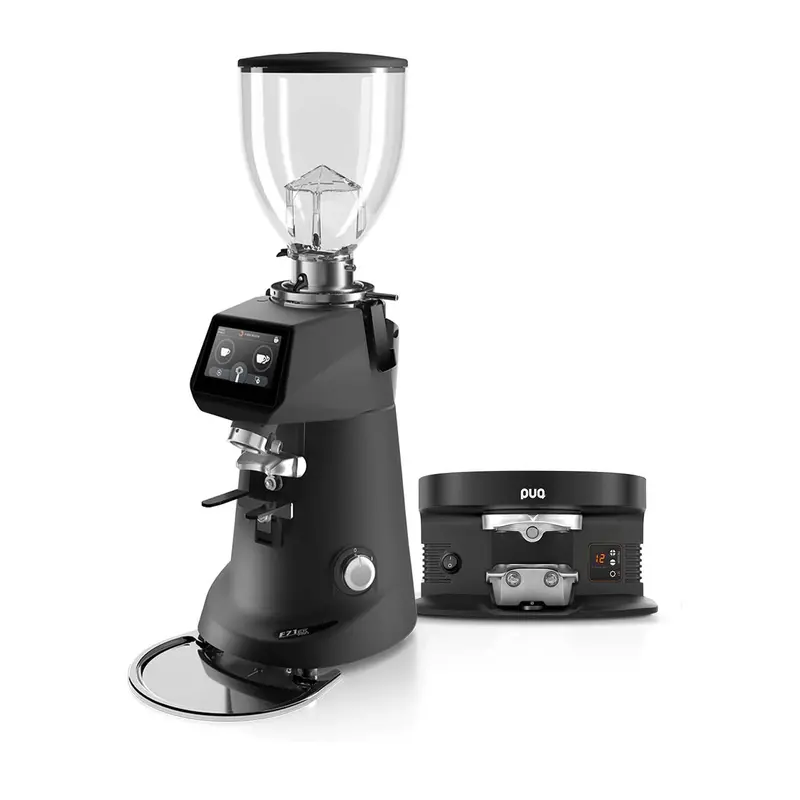Fiorenzato F71 Ek Pro Grinder + Puqpress M4 Tamping Station Bundle – Black/Black 1